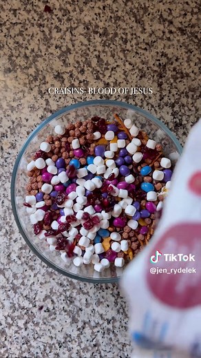 Resurrection Snack Mix – Telling the Story of Jesus 1. Chocolate Kisses or Chocolate Chips The Betrayal “Judas came… and kissed Jesus.” — Matthew 26:47–49 2. Pretzel Sticks The Cross “Carrying his own cross, he went out… where they crucified him.” — John 19:17–18 3. Craisins or Raisins The Blood of Jesus “The blood of Jesus purifies us from all sin.” — 1 John 1:7 4. Popcorn or Mini Marshmallows Our Sins Are Washed Away “He is faithful and just to forgive us… and purify us.” — 1 John 1:9 5. Marsh