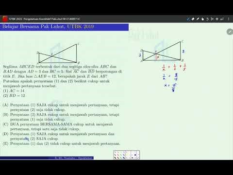UTBK 2019 Segilima ABCED terbentuk dari dua segitiga siku-siku ABC dan BAD dengan AD = 3 dan BC = 5.