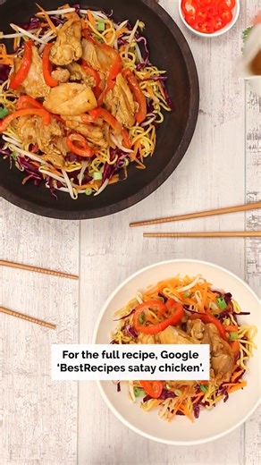 Forget all that skewering. Our satay recipe is a glorious peanutty stir-fry with pieces of tender chicken, pops of colour from the red capsicum, and even a subtle hint of curry powder. https://www.bestrecipes.com.au/recipes/satay-chicken-recipe-2/qghxutqi | Best Recipes