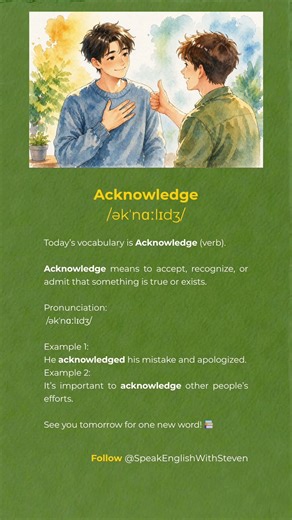 "Acknowledge" Pronunciation & Examples #learnenglish #englishvocabulary