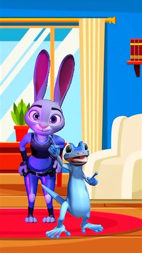 Dance Party with Animated Rabbit and Blue Lizard