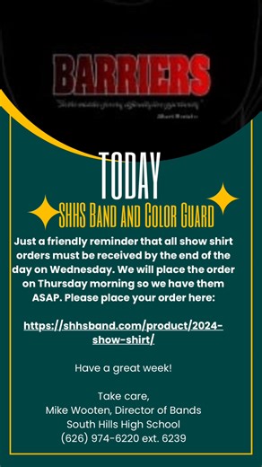 https://shhsband.com/product/2024-show-shirt/ | SHHS Band and Colorguard