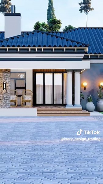 Modern Scotch Roof 3 Bedroom House Design