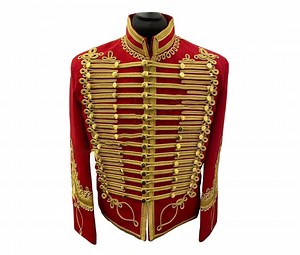 Men's Red Wool Napoleonic Military Hussar Jacket: Gold Braiding, Military Style - Etsy