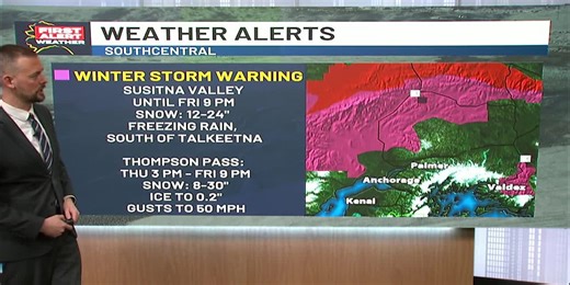 First Alert: High winds, blizzard conditions, freezing rain and warmer weather builds into Alaska