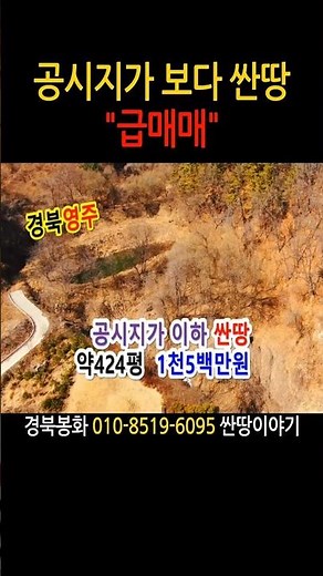 영주시 이산면 내림리 산촌오지 외딴토지 공시지가이하 소액토지 싼땅이야기 주말쉼터 & 가족묘터 (영주-2227)