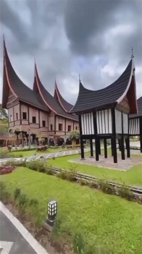 Minangkabau traditional house||indonesia village