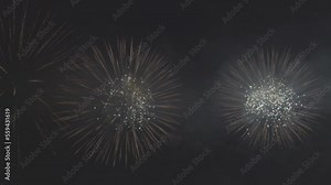 Colorful fireworks festival. Beautiful fireworks close-up view in slow motion. Real fireworks in the night sky shot with a telephoto lens. fireworks show. 120fps , ProRes 422, 10 bit ungraded C-LOG.