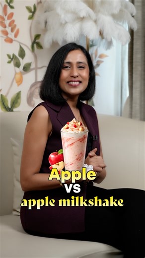Apple vs Apple Milkshake Which one is better for your gut? Let’s break it down. Let’s talk about saliva enzymes. When you chew an apple, you create that much saliva in your mouth, which aids the digestion process, absorption, and assimilation. Versus when you drink an apple milkshake, that combination hits the stomach directly without enough saliva because you’re not chewing it. The lack of salivary enzymes leads to delayed digestion, delayed gastric emptying, bloating, and fermentation of that 