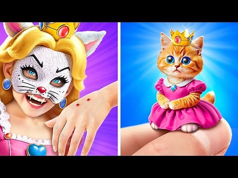 Princes Peach Turned to CAT! Mario Builds a Cardboard House 🏡