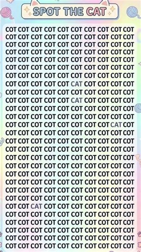 How many times the word "CAT" is present among all the "COT"s? comment #brainteaser #findthecat