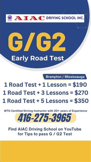 G and G2 Driving Test with lessons.