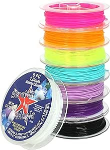 Stretch Magic Elastic Beading Cord – Color Assortment, 1mm in Diameter, 5-Meter Each (16.4 ft) - Easy to Knot, Strong & Stretchy String for Making Beaded Jewelry, 8pc