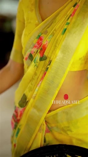 Yellow Linen Cotton Saree With Hand Work Blouse - Etsy