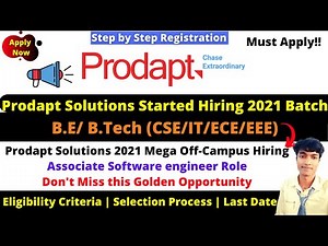🔴Prodapt Solutions is Off-Campus Hiring for Associate Software Engineer Role for 2021 Batch Apply 🔥🔥