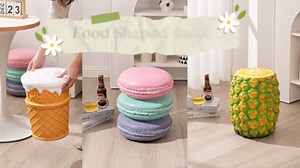 Simulated Food Stool, Food Shoe Changing Stool Cute Soft Simulated Food Stool Comfortable Retro Decorative for Home(Darling Cookies)