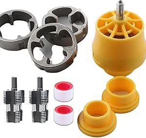 Pvc Pipe Threader, Pipe Threader Maker Kit for Electric Drill, Pipe Thread Maker Tool For Cutting Pipe Threader 3 Dies 1/2", 3/4", 1", Reusable Plastic PVC Round Die (2 Pcs Innersole)