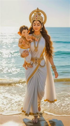 On Ganesh Chaturthi, the divine love of Goddess Parvati for little Ganesha shines beautifully. She embraces Him as her precious child, blessing Him with endless care and affection. Parvati’s heart overflows with joy as she watches her beloved son, who is the remover of obstacles and giver of wisdom, being worshipped by the world. For her, Ganesha is not just a mighty deity but her little boy, always close to her heart, reminding everyone of the pure bond between a mother and her child. 🙏🙏🧿🙏�