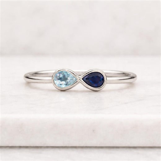 Toi Et Moi Birthstone Ring 14K Solid Gold Pear Cut Bezel Set Infinity Ring 0.50 CT Minimalist Promise Ring Real Gemstone Ring Gift for Her - Etsy