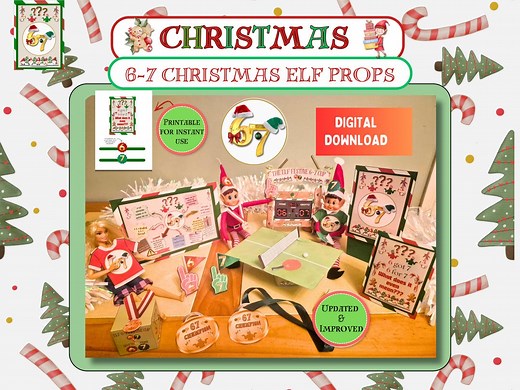 6 7 Six Seven Christmas Elf Props | Printable Elf Scene, Flags, Signs, Gloves, Medals and Elf Ping Pong | Easy Elf Ideas, Trending 6-7 - Etsy