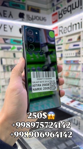АХМАДХОН on Instagram: "GALAXY NOTE 20 ULTRA 5G✅ XOTIRA 256.GB✅ BATAREYA 4500✅ XOLATI IDEAL ✅ KAMCHILIGI YOQ✅ GARANTA BERILADI✅ UZIME OTGAN ✅ NARXI 250$😱✅ MUROJAT UCHUN TEL +998975724142✅ +998906964142✅ O’ZBEKISTON BOYLAB DASTAFKAMIZ BOR✅ BIZDA MUDATLI TOLOVHAM MAVJUD UZUM NASIYA ORQALI 12-TA VILOYATGAYAM BERILADI✅"
