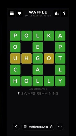 Waffle #1618 - Jun 27, 2026 Solution