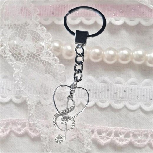 Crystal Music Note Mcbling Trashycore Y2K Gyaru Keyring - Etsy