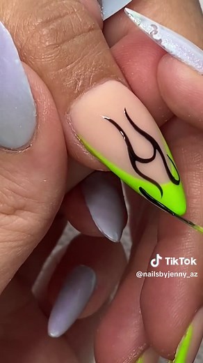 Flame Nail Art Tutorial with Almond Nail Shape