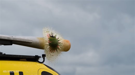 What happens when a helicopter of baseball bats hits a watermelon