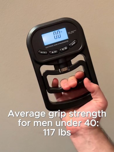 Average grips strength for men under 40 is 117lbs. Are you better than average? Test your grip strength today: https://shadowzgrips.com/collections/grip-strengthener-tools/products/electronic-hand-grip-strength-tester #gripstrength #fitness #gymhumor#gripstrengthchallenge