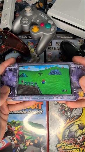 Playing Super Mario 64 on my Crystal Purple PSP 💜