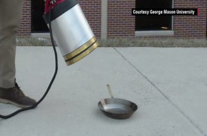 Check out this fire extinguisher that uses sound waves to put out flames.