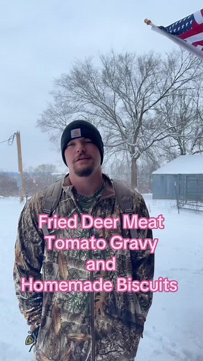 Fried Deer Meat with Tomato Gravy and Homemade Biscuits