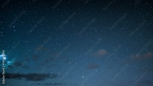 Night Sky Stars and Moon 01 Time Lapse Clouds