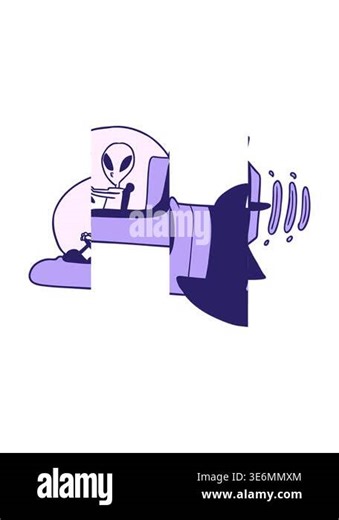splitting motion animation of cartoon alien spacecraft Stock Video Footage - Alamy