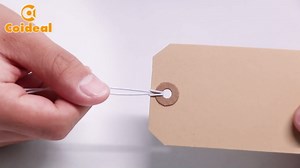 Blank Manila Shipping Tags with Elastic String - Coideal 120 PCS Strung Cardstock Paper Tags Attached Reinforced Hole, 4 3/4" x 2 3/8"