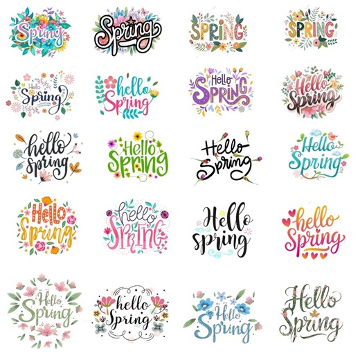 Retro Spring Floral PNG, Flower Clipart (digital Download - Etsy