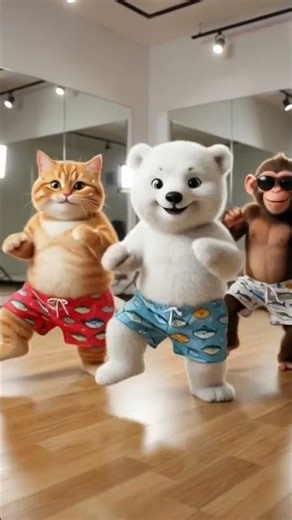 Three animals are very enthusiastic about doing Zumba gymnastics 💃#