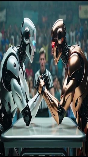 Two Robots Arm Wrestle🤖💪Robot Strength Battle#robotbattle #robotics #Engineering#AI#tech#futuretech