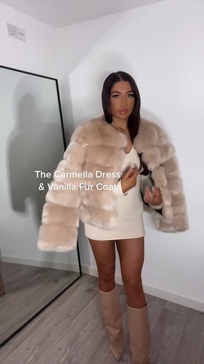 Carmella Dress and Vanilla Faux Fur Coat Styling