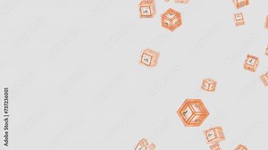 Falling Slow mystery question mark orange dice animation Seamless Loop. White background. Mystery Question Mark Dice Looping Animation. Place for text on the left Stock Video