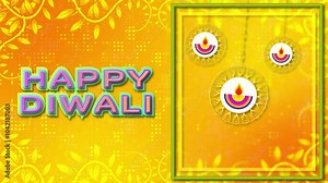 happy Diwali greetings animation with golden background and beautiful animated leaves. concept for Diwali holiday wishes.