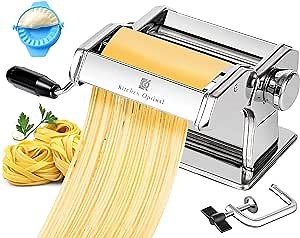Pasta Maker - Pasta Roller - Noodle Maker Stainless Steel Manual Dough Press - Pasta Maker Machine With 8 Adjustable Thickness For Lasagna, Spaghetti, Ramen, Dumpling Skin, Polymer Clay
