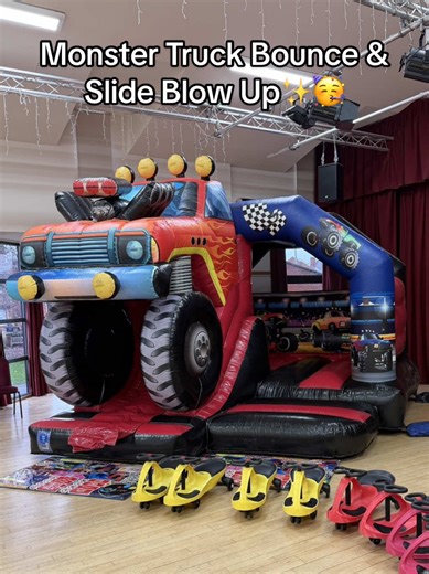 Inflatable Monster Truck Bounce and Slide Setup