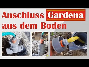 Selbst gebauten Gardena Anschluss aus der Erde. Winterfest im HT Rohr durch die Treppe