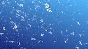 Falling snowflake on light blue background. Winter Falling snow effect Template for Christmas and New Year. 3D animation of falling flakes. 60 fps, 4k.