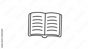 Animated book line icon on transparent background, school and education animation, 4k video motion graphic with alpha channel, use for web design, mobile apps, ui design