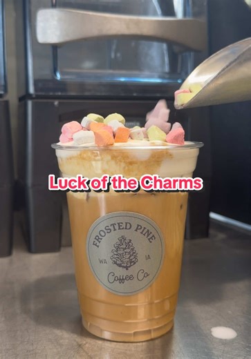 Luck of the Charms Latte Special at Frosted Pine Coffee