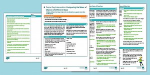 Year 1 Maths Same-Day Intervention Plan: Comparing the Mass of Objects of Different Sizes