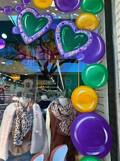 Bedazzled Mardi Gras Window Painting Reveal